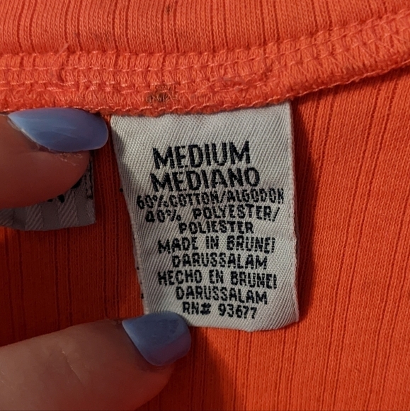 Retro Ribbed Orange 1/4 Button Short Sleeve Top from Cabin Creek Size Medium - Picture 2 of 7